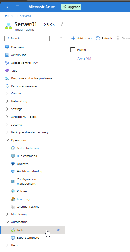 Accesso Tasks Portale Azure
